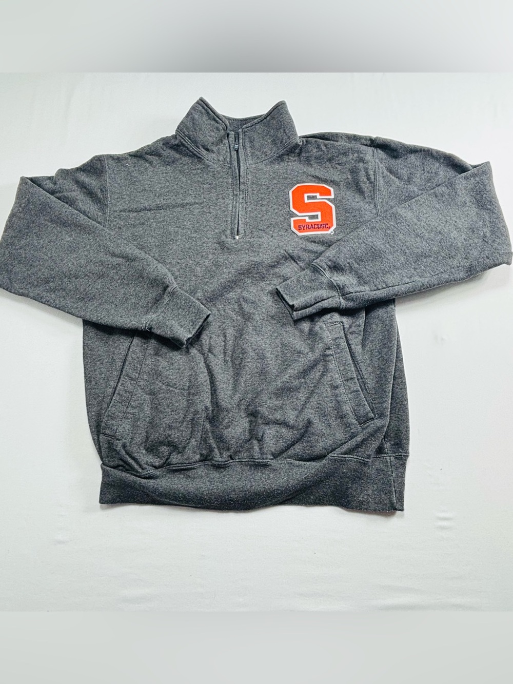 Syracuse Gray Quarter-Zip Sweatshirt with Orange 'S' Patch M408